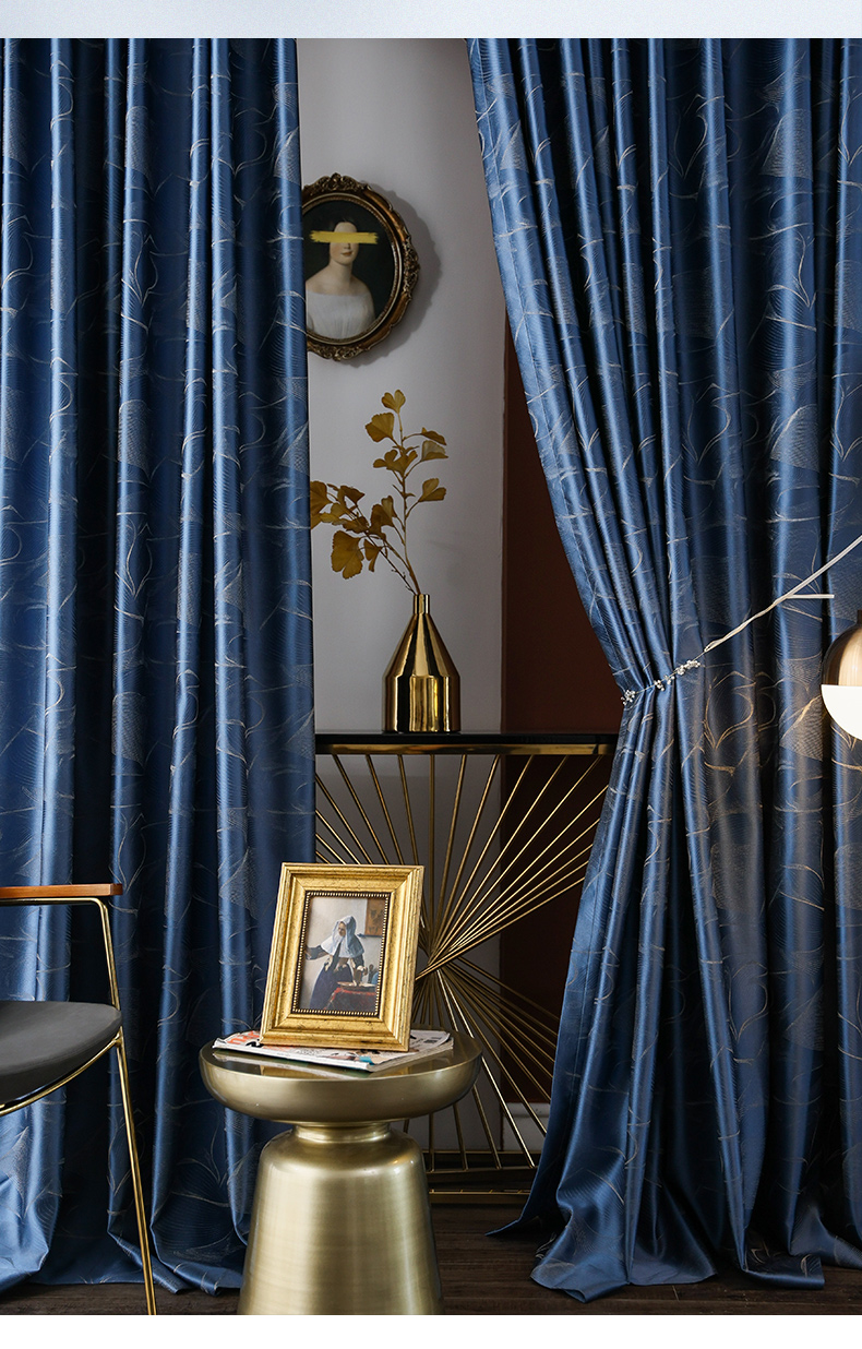 窗帘轻奢高档大气2022年客厅新款流行成品卧室遮光全布2021 光影-宝石