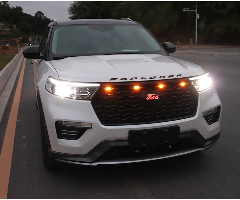 适用福特国产探险者改装专用于2020款ford车标中网标车头标led装饰灯