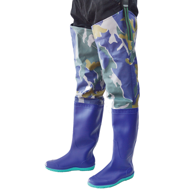 2022年雨鞋长高筒过膝钓鱼插秧水田鞋靴软底半身防水裤腰雨靴男女米黄