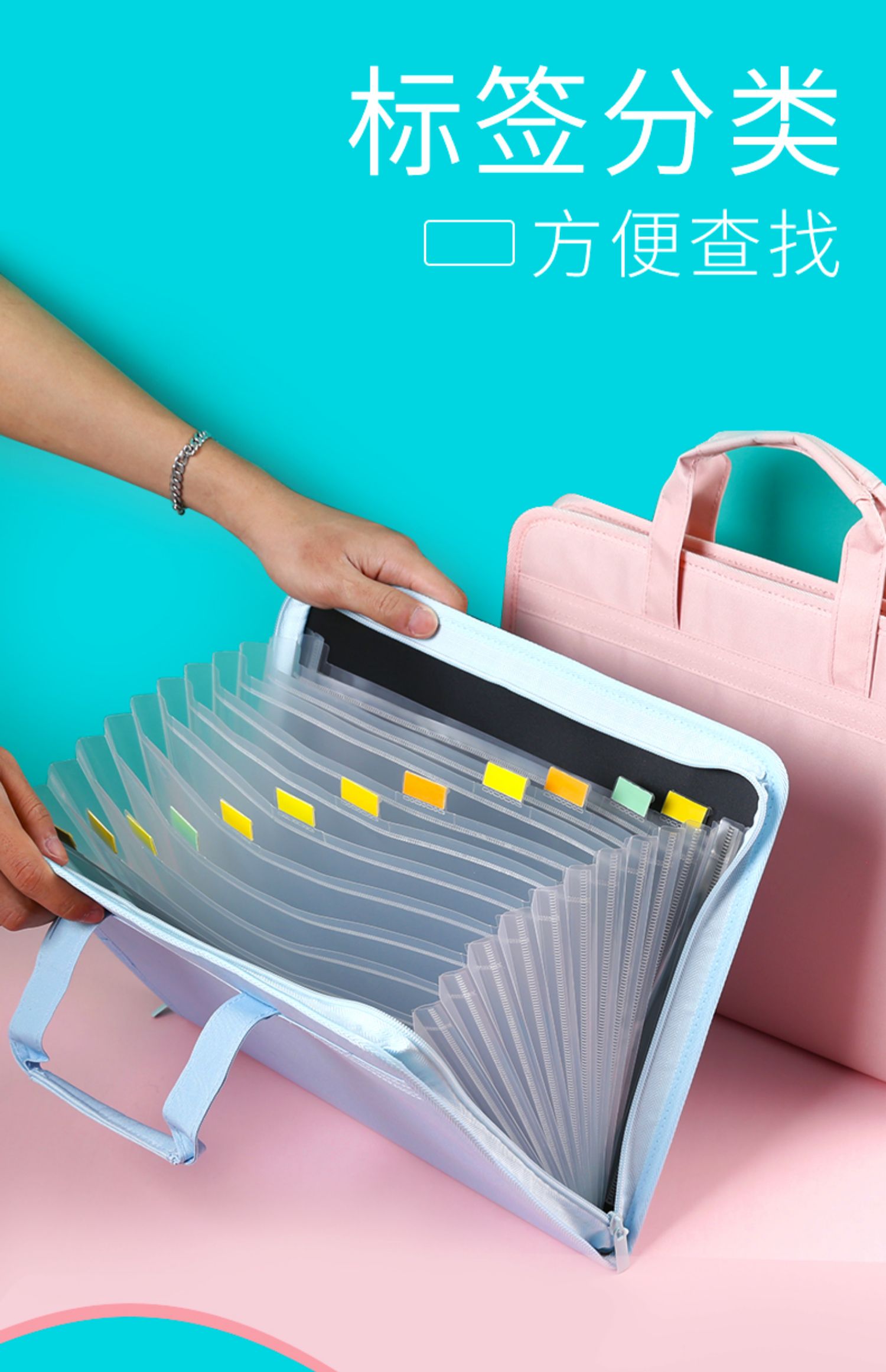 收谷 帆布风琴包多层学生用手提试卷袋高中生卷子分类收纳神器大容量