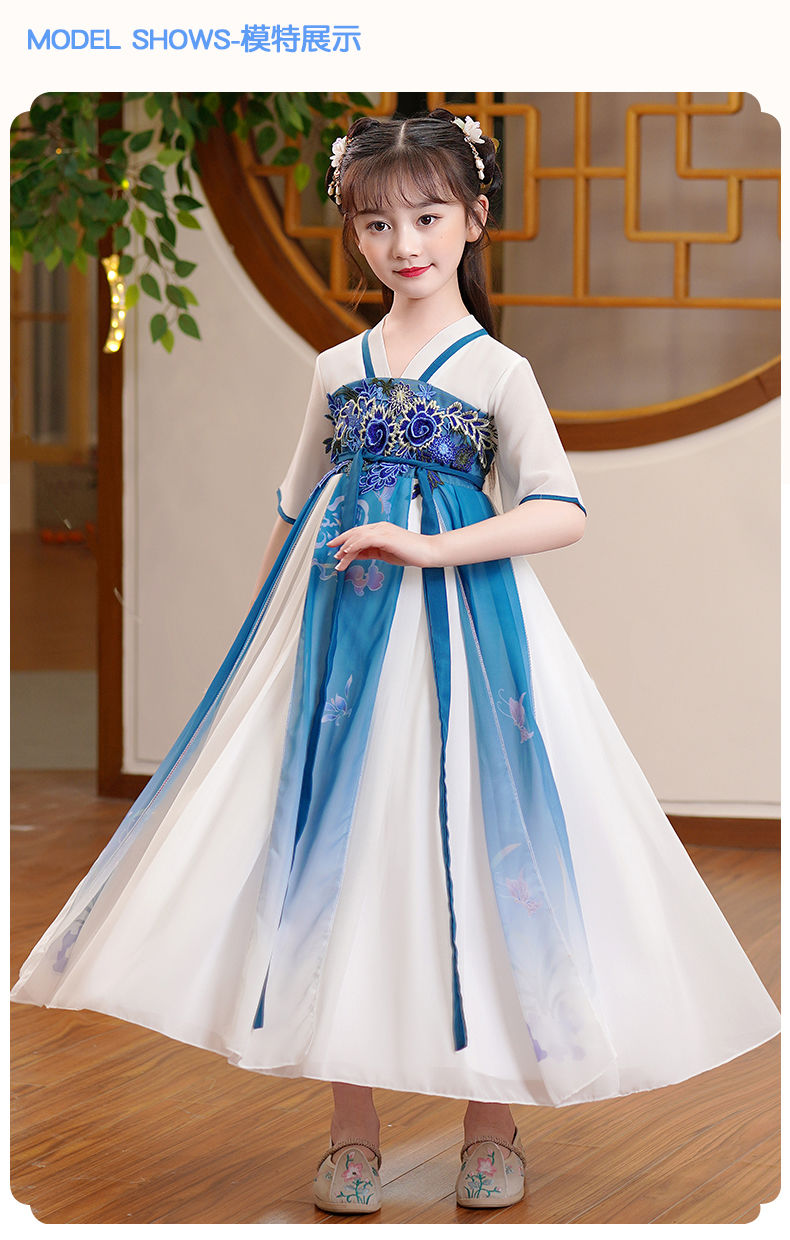 bitced古装男大童4-15岁汉服男童女童儿童国学服古风薄款襦裙唐装夏季