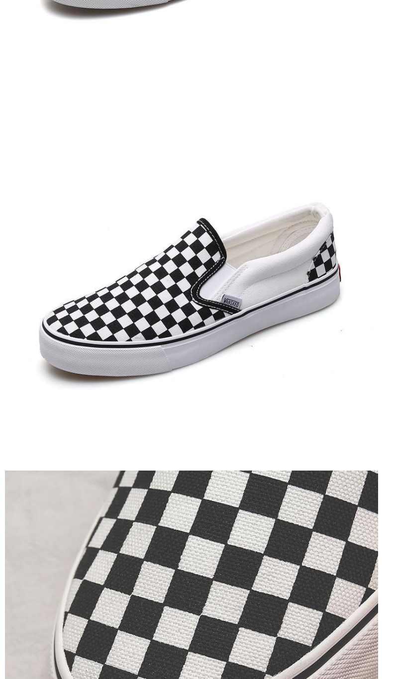 支持国货李宁黑白格子鞋秋季新款一脚蹬懒人鞋男帆布潮鞋不系带休闲