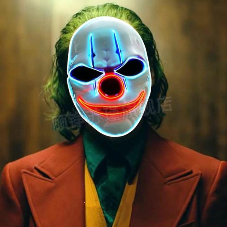 赛博朋克面具电子机能面具 黑色面罩科技头套led发光面具小丑v字狼人