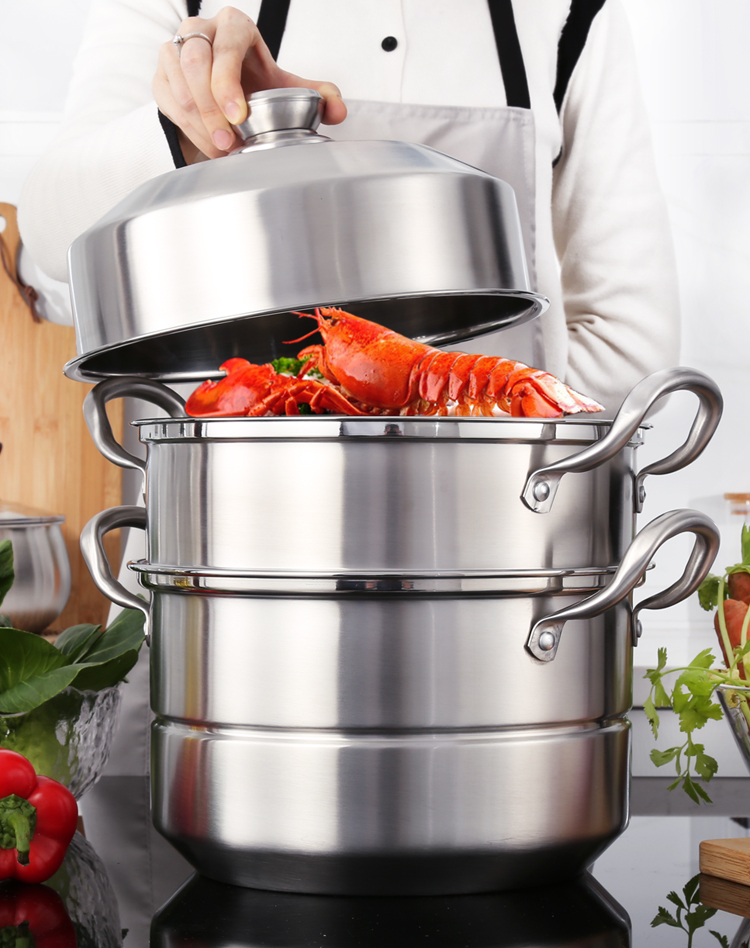 304蒸锅不锈钢加厚家用32343640多层蒸锅超大号商用梯锅32四层304特厚