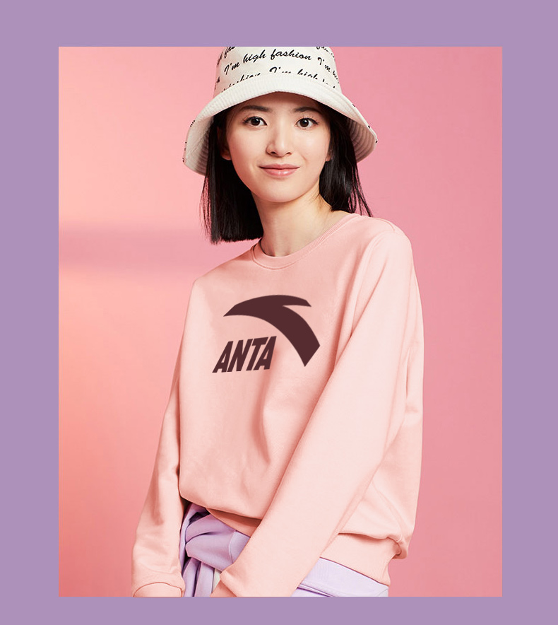 安踏卫衣女装春季新款透气保暖针织圆领套头衫户外跑步健身长袖t恤