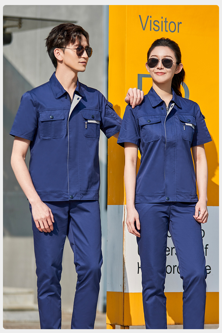 夏季工作服建筑施工机械加工短袖工装工作服男套装薄款汽修车间工厂