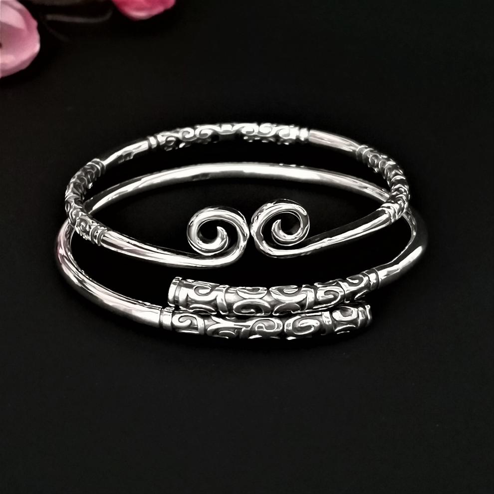 素写紧箍咒999足银手镯新品齐天大圣学生男女潮流情侣手环金箍棒标配