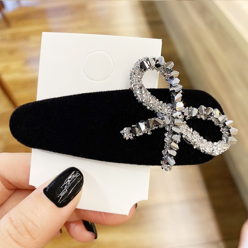 2020韩版大气发夹几何形水晶醋酸蝴蝶结头夹bb夹顶夹 黑色三角发夹