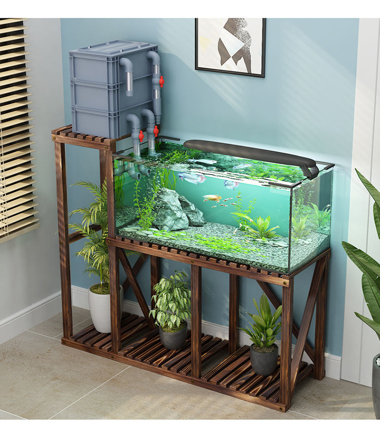 放鱼缸的桌子鱼缸架实木高低架花架子落地鱼缸底座底柜多层鱼缸架子