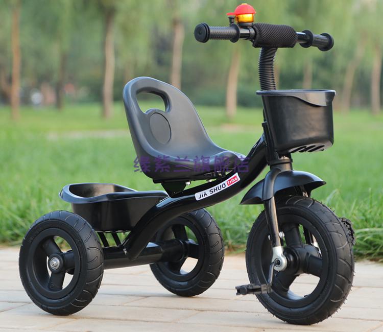 儿童三轮车脚踏车12356岁大号宝宝手推车小孩童车轻便自行车荧光绿