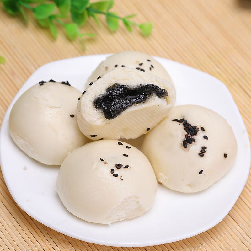芝麻包子510g15个馒头麻蓉包早餐速冻食品半成品加热早点面食 芝麻包