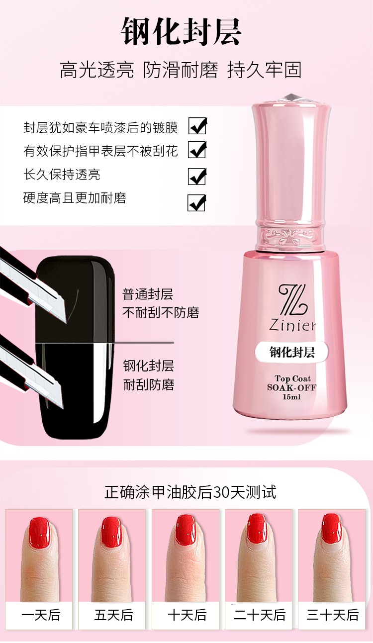 胶磨砂钢化封层可卸底胶超亮持久加固胶美甲店专用低胶油套装磨砂封层