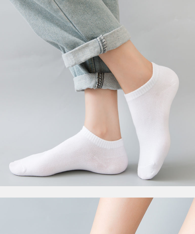 袜子女短袜臭吸汗低帮浅口女士船袜夏天夏季薄款ins潮百搭 白色5双