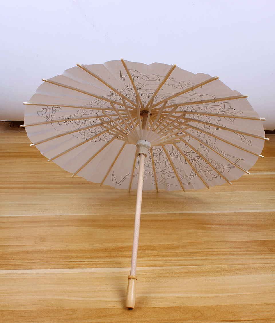 儿童手工绘画散幼儿园中国风涂鸦纸雨伞玩具米白色足球带图300cm半穿