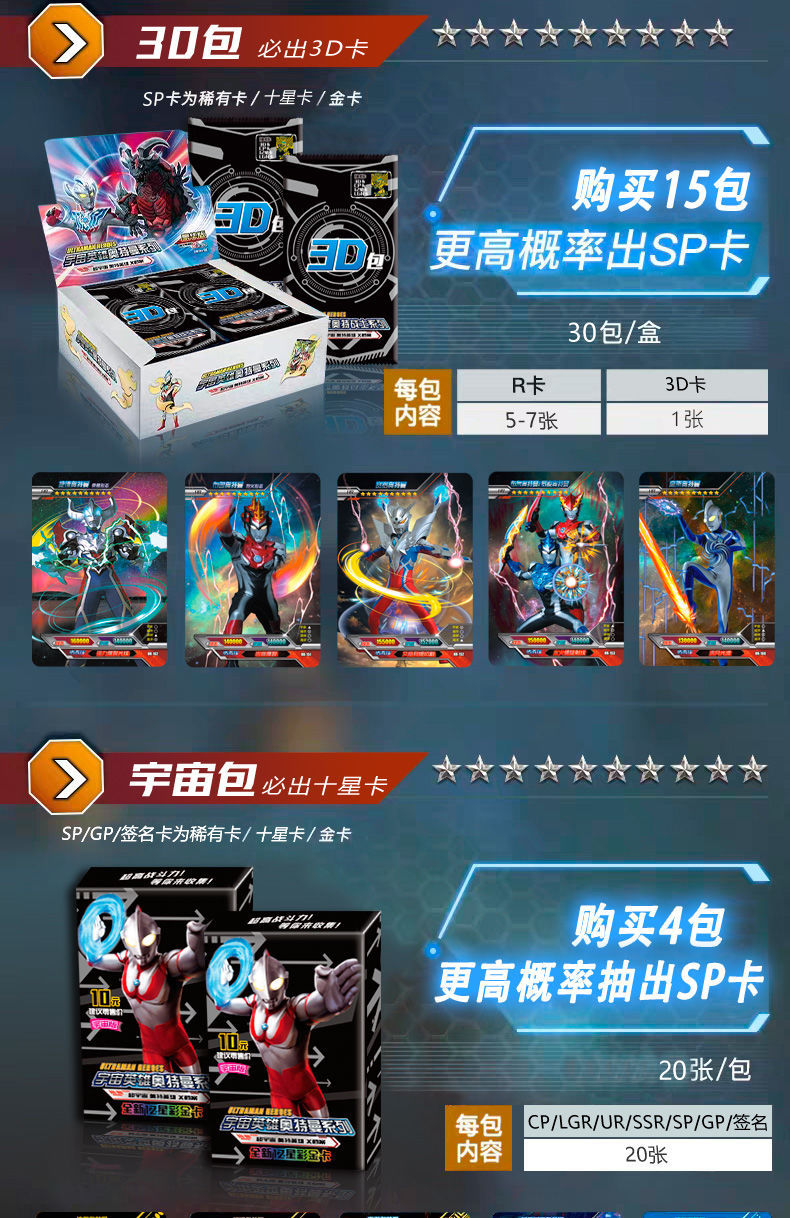 奥特曼卡片orgpspxrko卡荣耀版经典版十10星绝版卡收藏册男孩不加72张