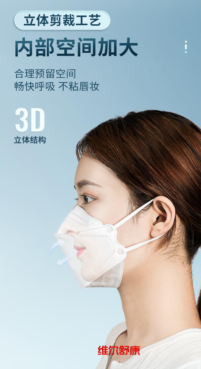 海氏海诺kn95防护口罩柳叶型鱼嘴立体一次性白色黑色成人冬季女 kn95