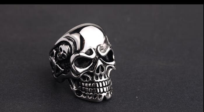 shefeiluo奢菲洛霸气海盗骷髅头男士戒指朋克个性单身宽食指戒指男士
