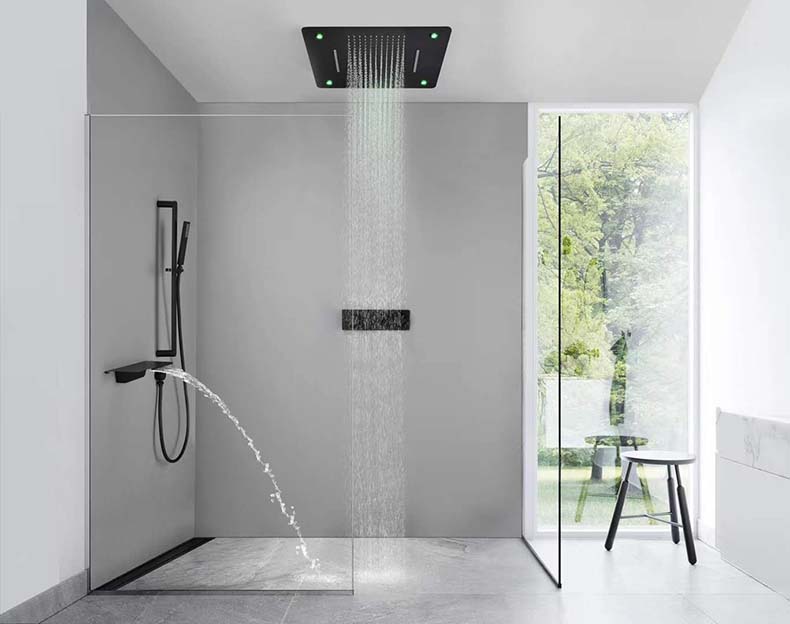 小米mi生态米家通用花洒德国当代黑色入墙式全铜枪灰拉丝金暗装预埋