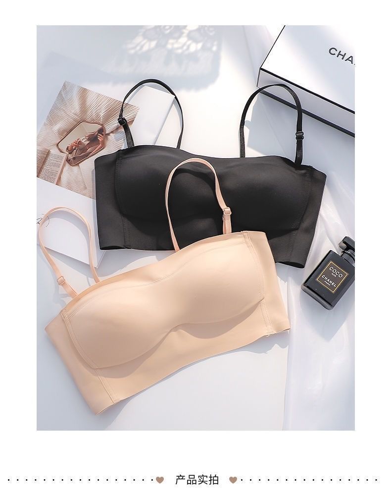好品质女士内衣套装无肩带内衣女薄款隐形防滑聚拢文胸大胸显小抹胸