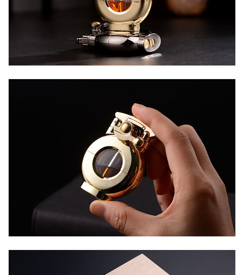 柴油打火机抖音首领煤油打火机透明创意复古摇臂老式砂轮煤油火机送