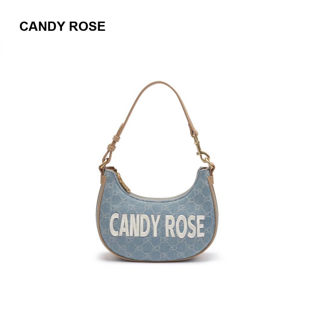 圣诞礼物candyrosecr牛仔托特购物袋月牙包秋日新品牛仔布料通勤气质