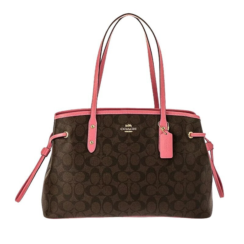 coach蔻蔻驰女包新戴妃包抽绳c纹女士单肩手提包811f57842卡其玫粉