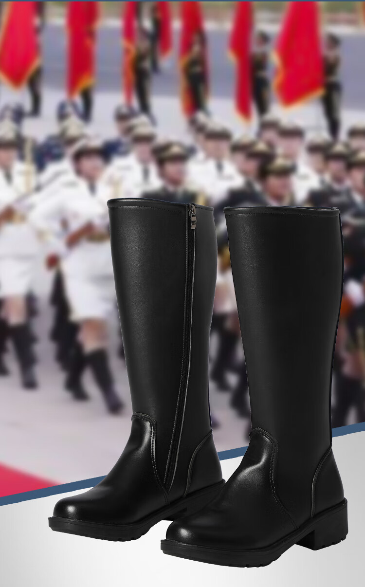 礼宾靴国旗护卫队靴子仪仗队长筒靴新款男升旗仪式皮靴女演出牛皮靴