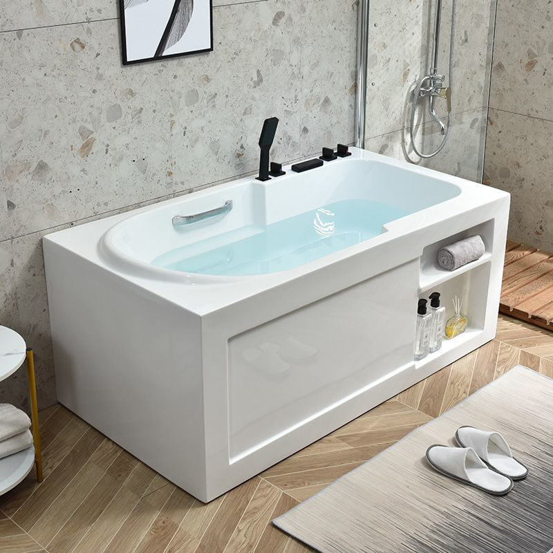 浴缸小户型浴缸家用成人小户型日式方形亚克力双群单人带扶手置物舱