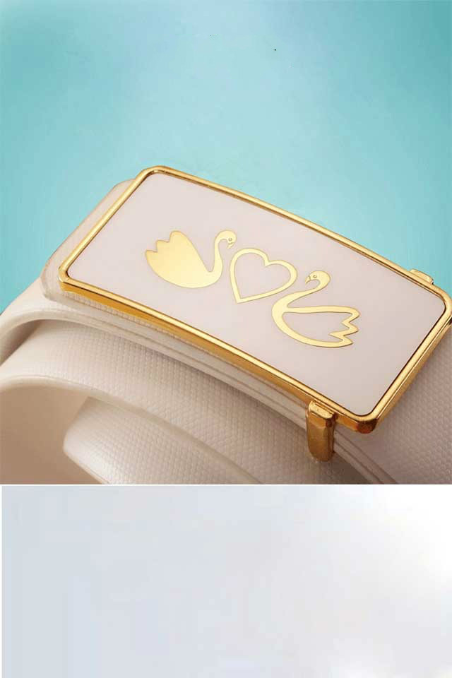 欧倩姗新品红腰带白色女式平滑板扣皮带仿真皮仿牛皮光板男休闲韩版