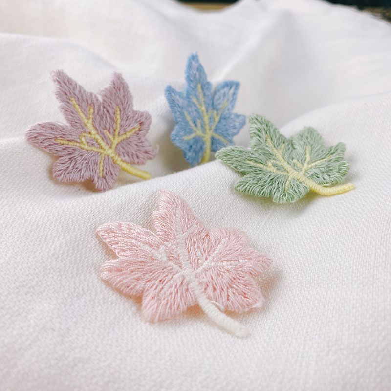 蜜丝刘新品毛衣贴花彩色棉线枫叶树叶补贴衣服外套裤子贴花图案破洞