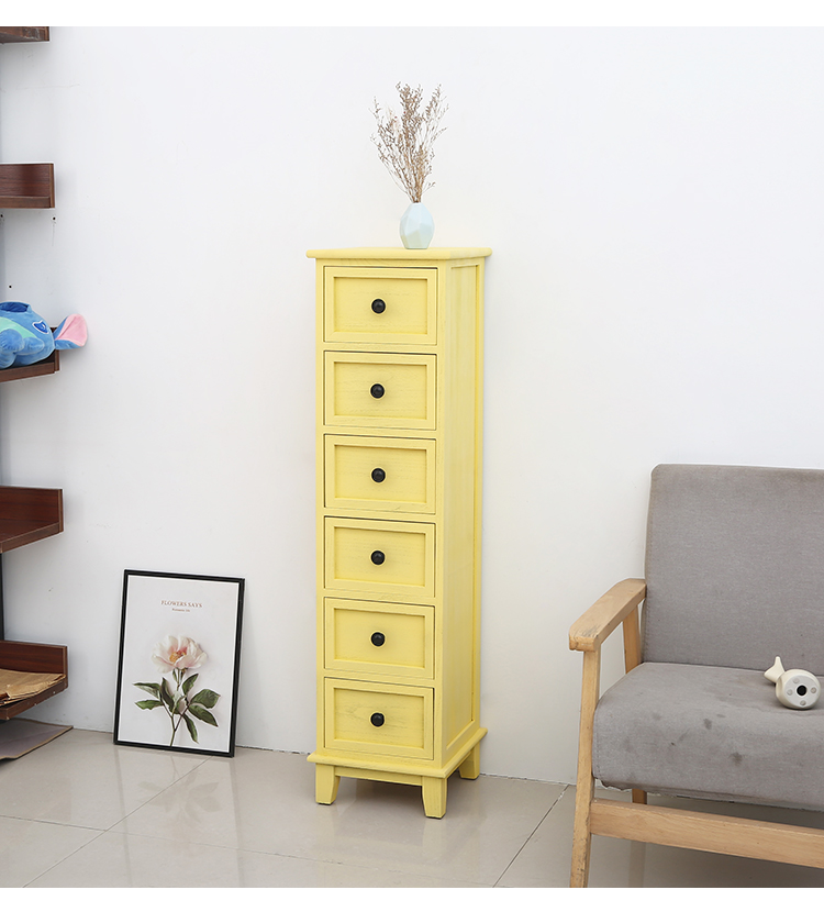 夹缝收纳柜30cm窄柜子卧室角落缝隙复古小立柜胡桃色印花三斗柜整装