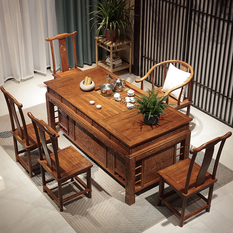 全套新中式茶桌椅组合实木禅意茶几现代简约茶桌茶具套装一体功夫茶台
