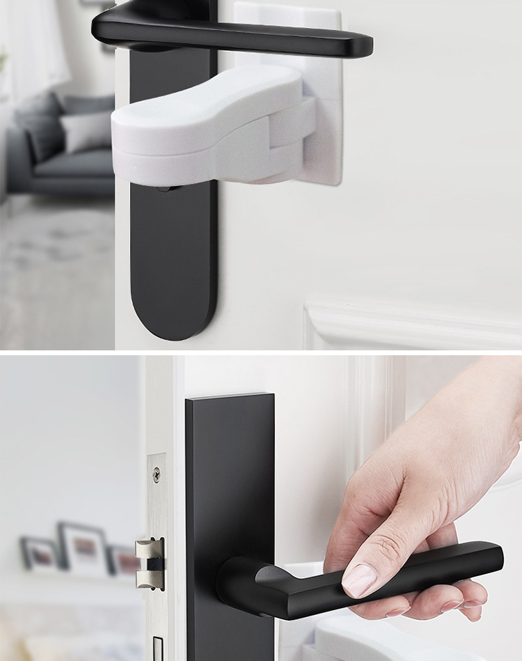 儿童安全锁防宝宝开门神器免打孔房门门把手防开固定器小孩防猫狗1个
