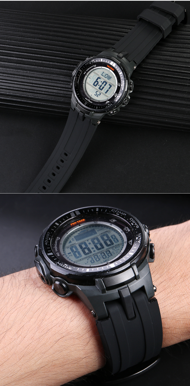 适用casio卡西欧prw3000310060006100y系列改装防水硅胶手表带241黑色