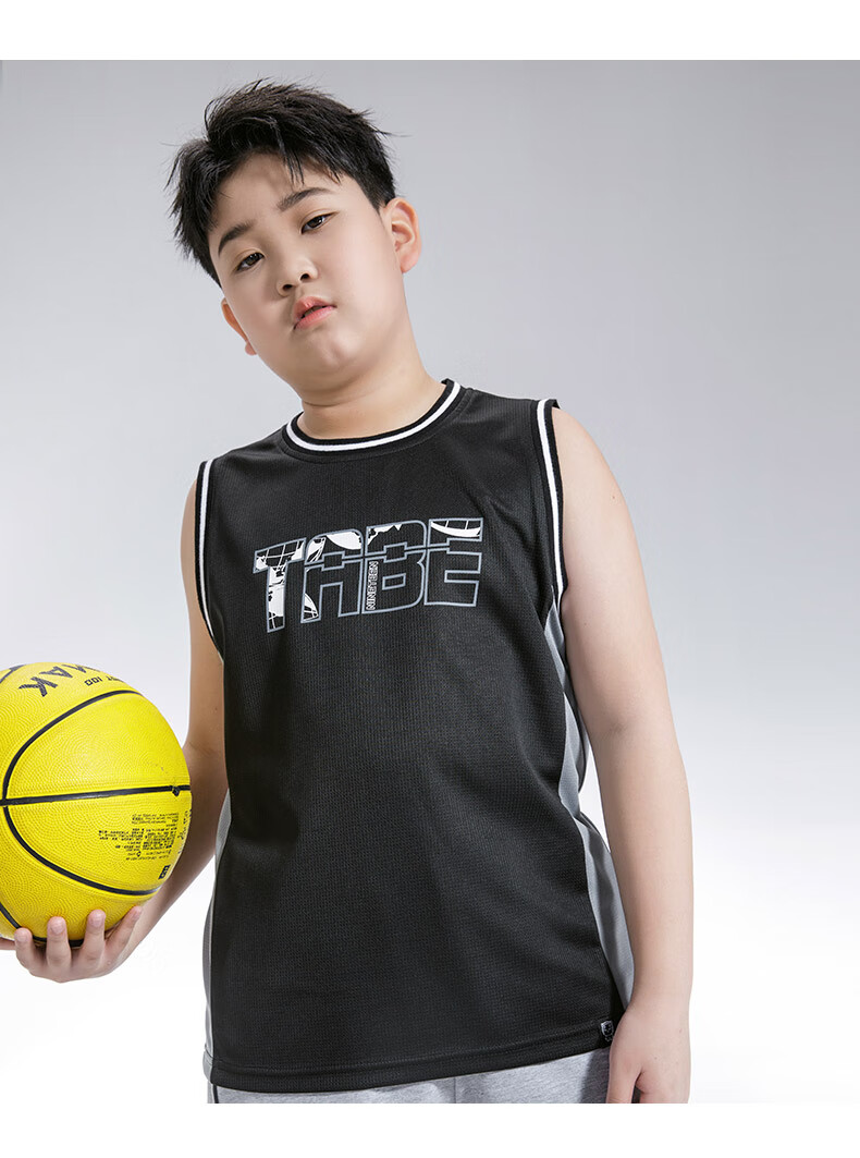 小猪托尼tabe胖童装男童加肥加大胖童背心透气网布薄款运动夏装 两侧