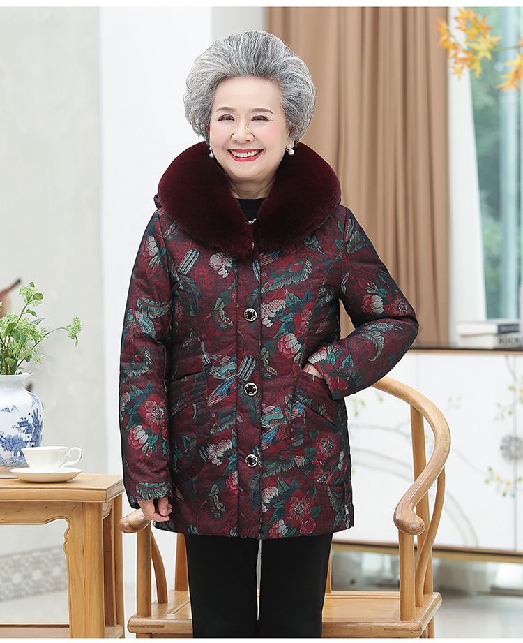 老奶奶穿的羽绒服胖奶奶特加肥加大码外套女200胖太太中老年人加厚服