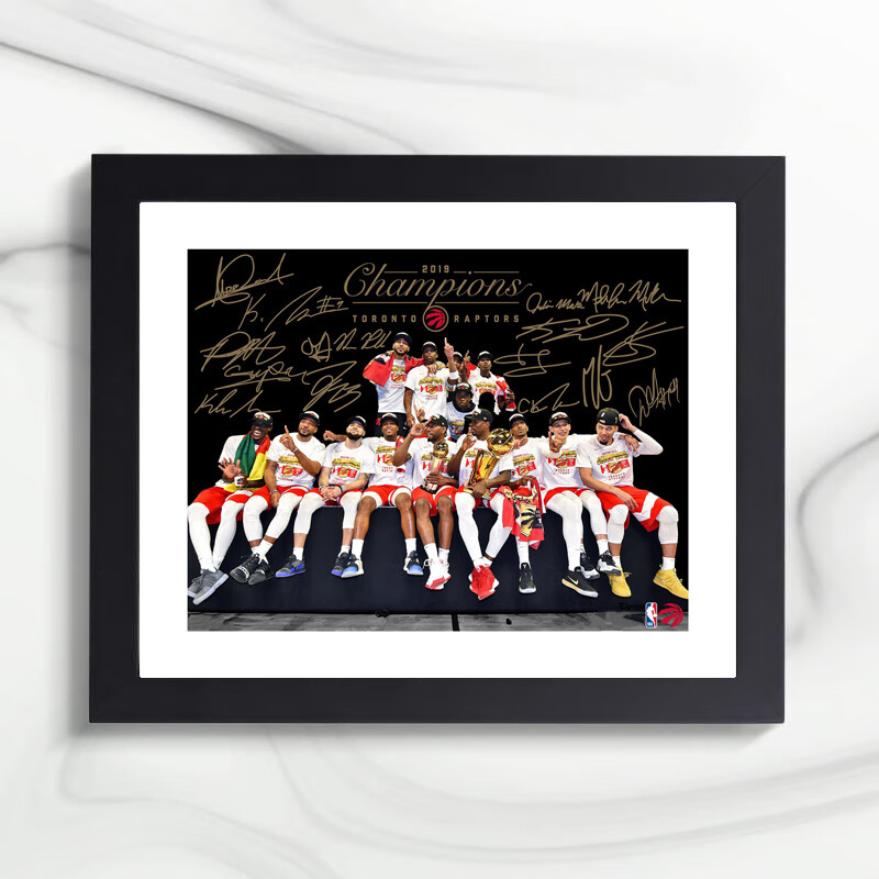 腾讯体育nba总猛龙全队签名款实木相框画框装饰画球迷礼物伦纳德洛瑞