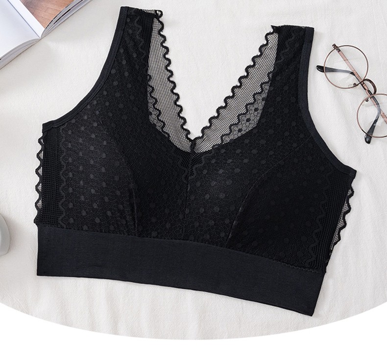 内衣背心式女大胸显小文胸中老年人夏季无钢圈聚拢胸罩全罩杯 宝蓝色