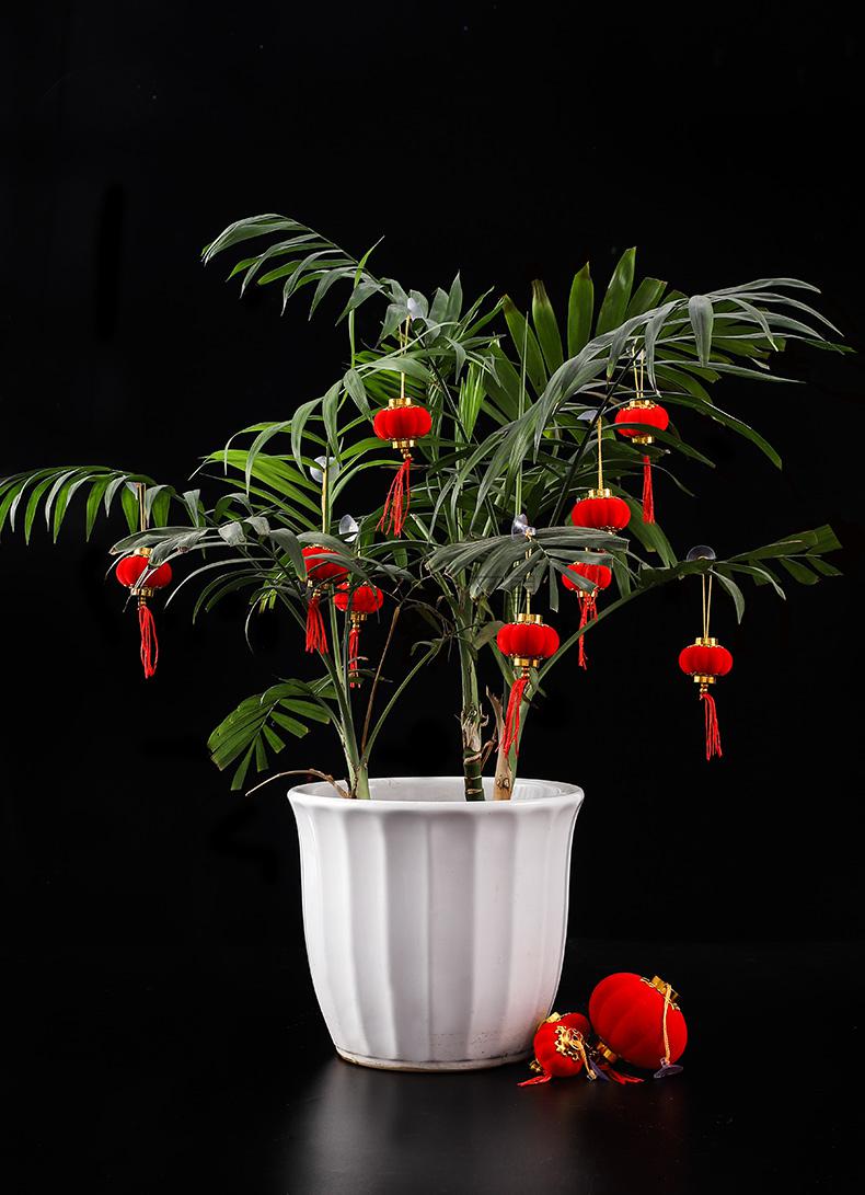 demanke国庆中秋节大红植绒小灯笼挂饰树上盆景挂件结婚室内户外乔迁