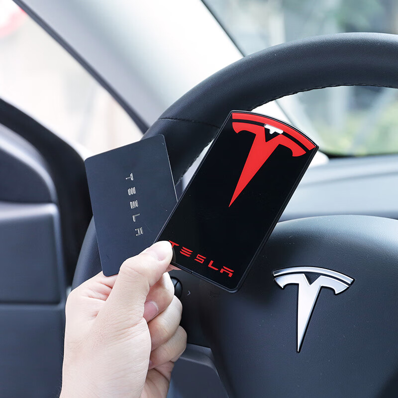 适用于特斯拉model3硅胶卡片钥匙套modely翻毛皮钥匙包钥匙扣保护壳