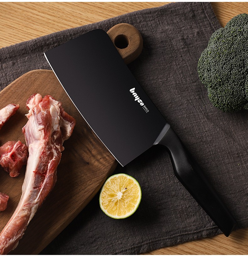 拜格斩骨刀家用斩剁骨专用厨房菜刀切片刀厨师刀斩切两用刀黑刃斩骨刀