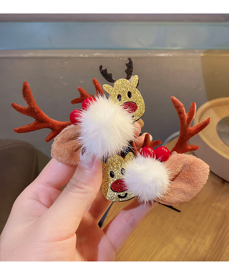 儿童圣诞发饰儿童鹿角发夹头饰小女孩麋鹿发饰小鹿发卡夹子女童宝宝超