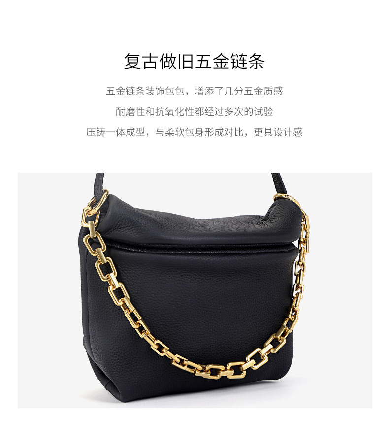 半坡adodo头层牛皮云朵包新款秋季复古褶皱质感百搭真皮单肩斜挎包潮