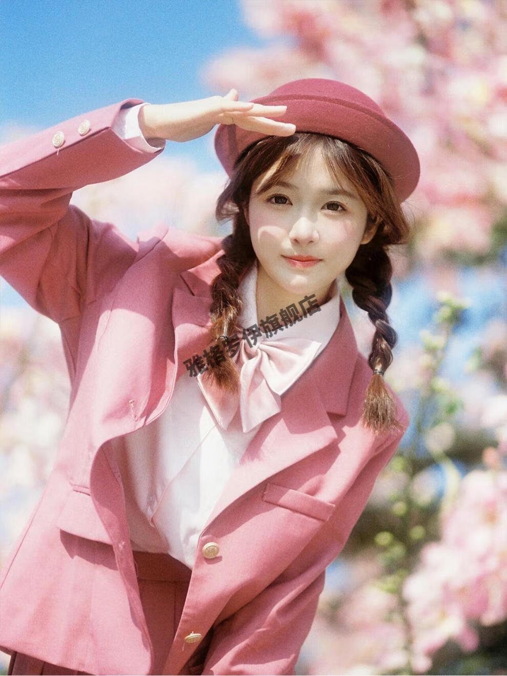 jk制服套装女学院风夏季半身裙正统小树梅粉色西服樱花写真拍照高腰