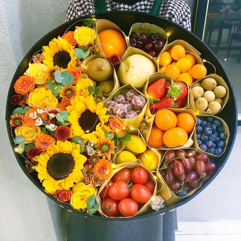 七夕恋水果花束旺仔成品入冬四件套礼盒全国鲜花速递同城生日果篮配送