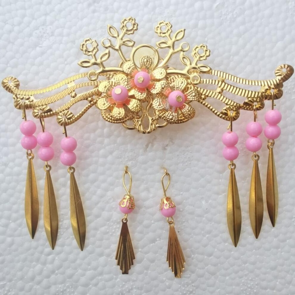 娃娃头饰60厘米30厘米娃娃通用古饰凤冠步摇发簪配饰朋友孩子生日礼物