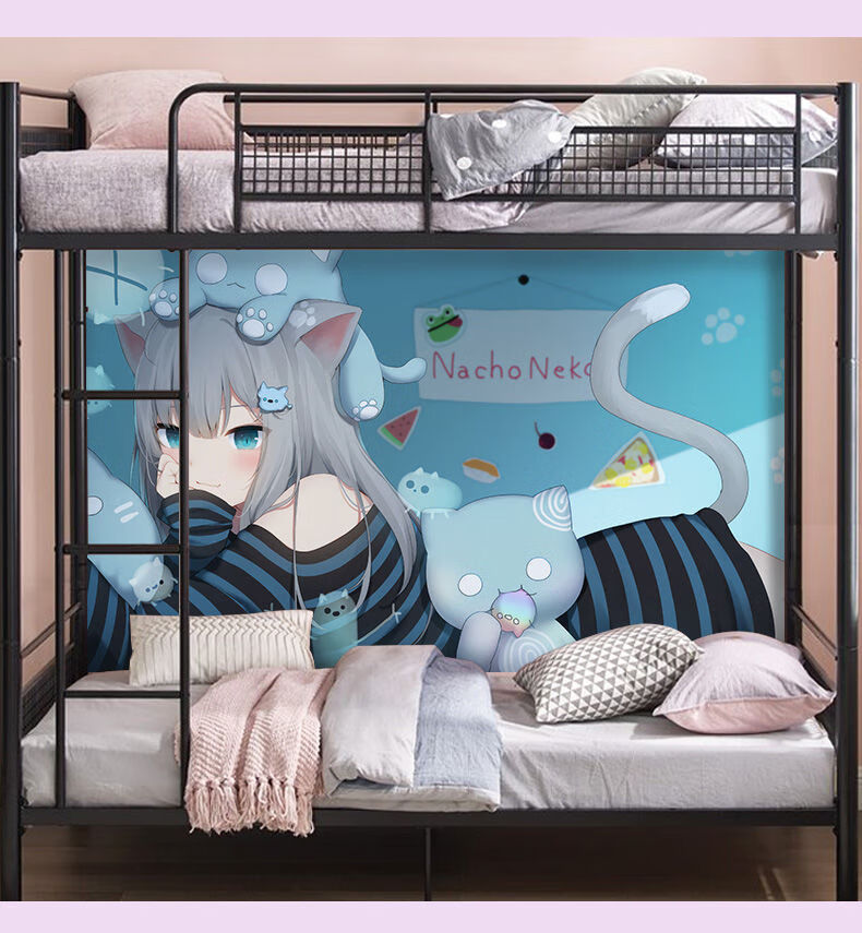 蓝桂动漫墙贴高清二次元猫娘海报可爱学生宿舍卧室超大壁画贴纸自粘画