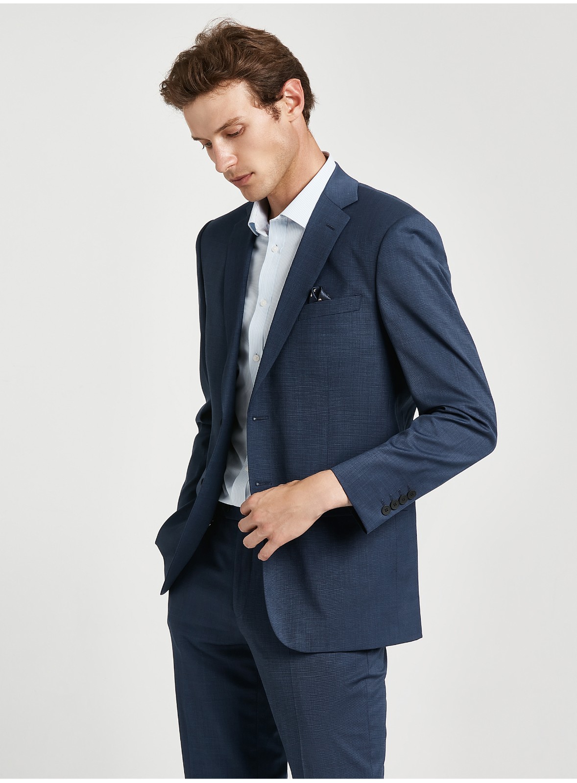 金利来奥特莱斯男装羊毛混纺柔软挺括时尚商务正装西装外套a蓝色8546a