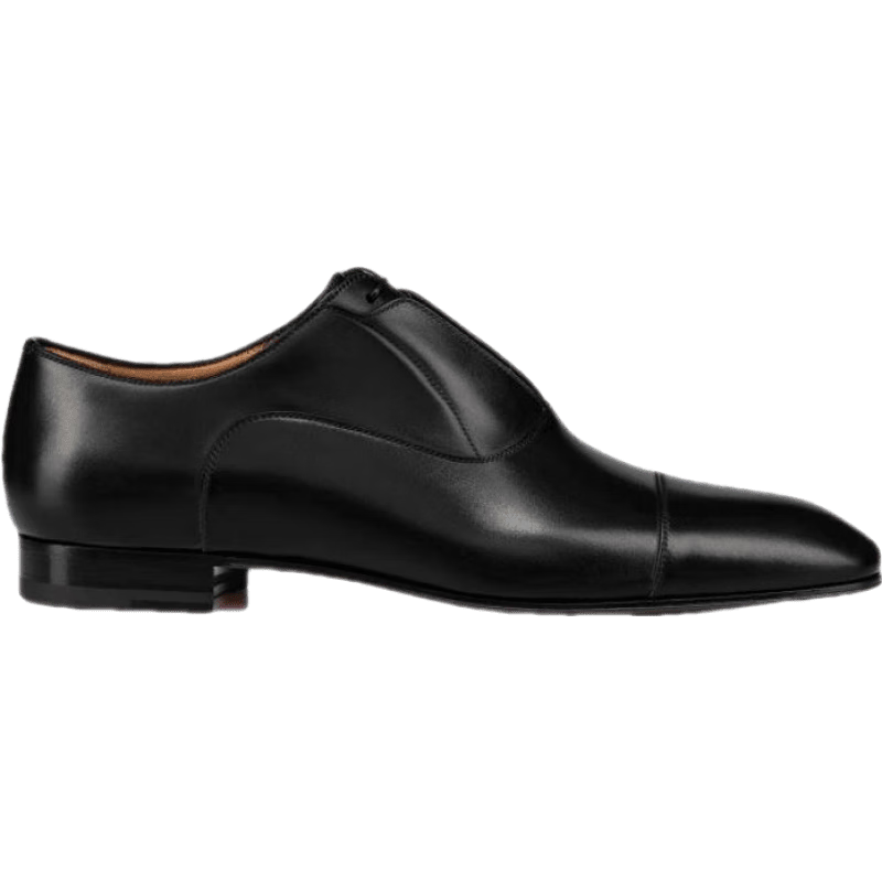 christian louboutin克里斯提·鲁布托/cl红底男鞋黑色皮质横式皮鞋