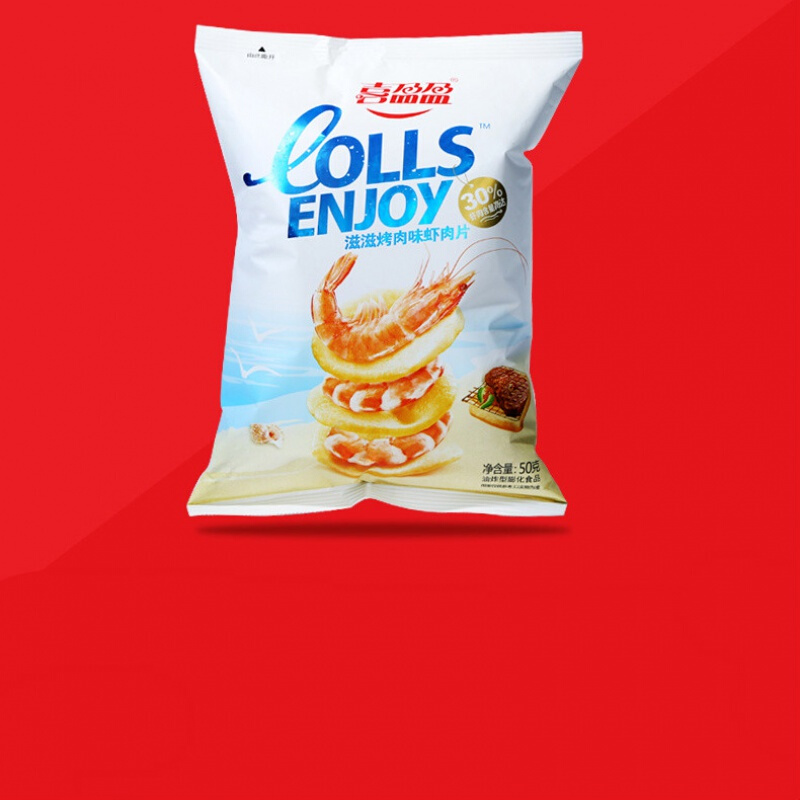 喜盈盈虾片 喜盈盈虾片50g*3包3鲜虾含量虾肉片网红薯片休闲食中秋 虾